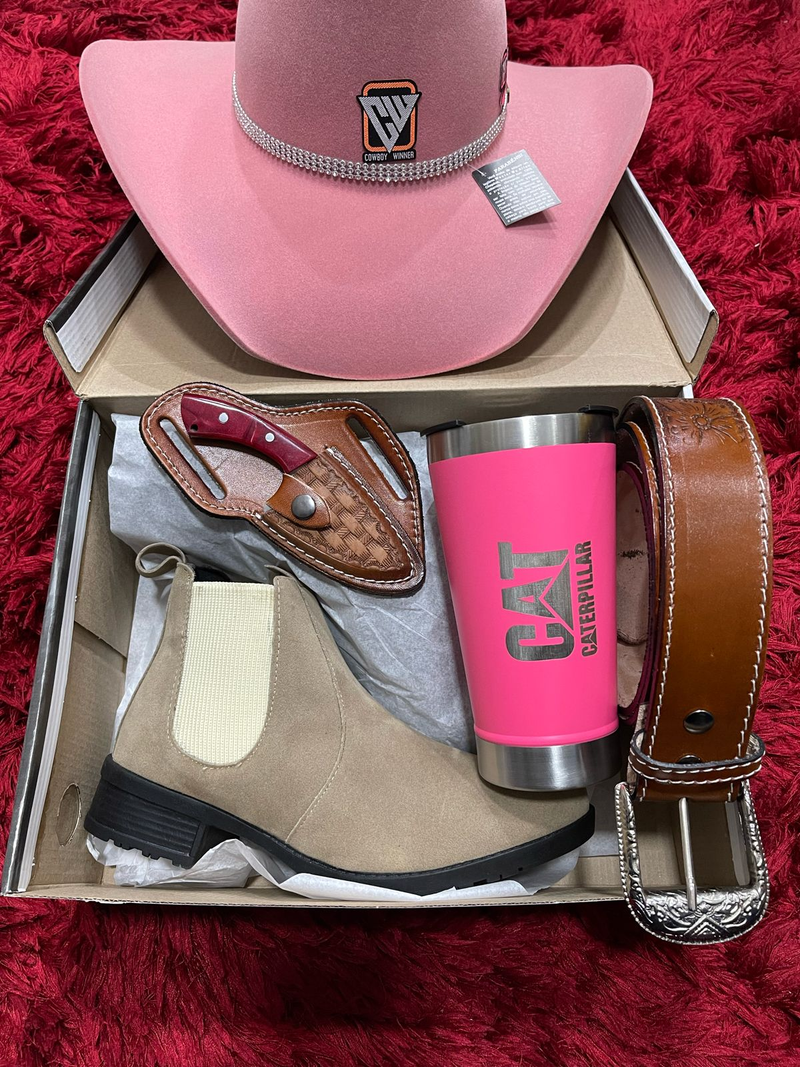 Combo Completo Mulher Forte: Bota, Chapéu, Canivete e Muito Mais