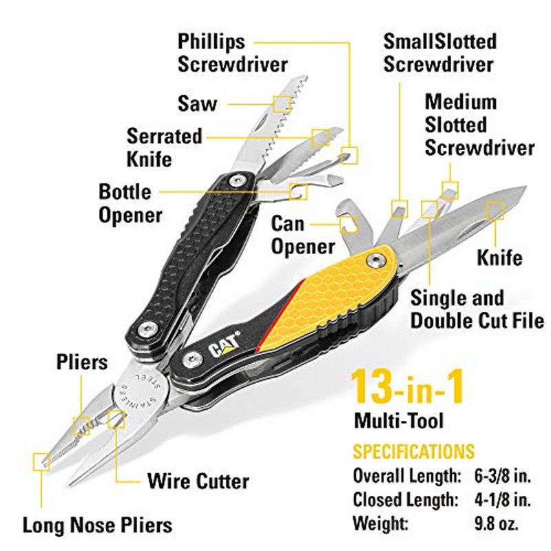 Conjunto de Multiferramentas e Canivetes Caterpillar 13 em 1 de 3 peças