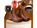 Kit Bota Masculina Adventure em Couro Legítimo e Palmilha Ortopédica +BRINDES: Chapéu, Cinto, Carteira e Copo