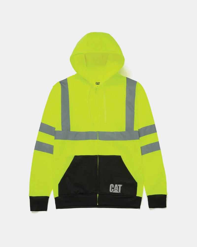 MOLETOM COM CAPUZ COLORBLOCK DE ZIPER COMPLETO EM ALTA VISIBILIDADE PARA HOMENS