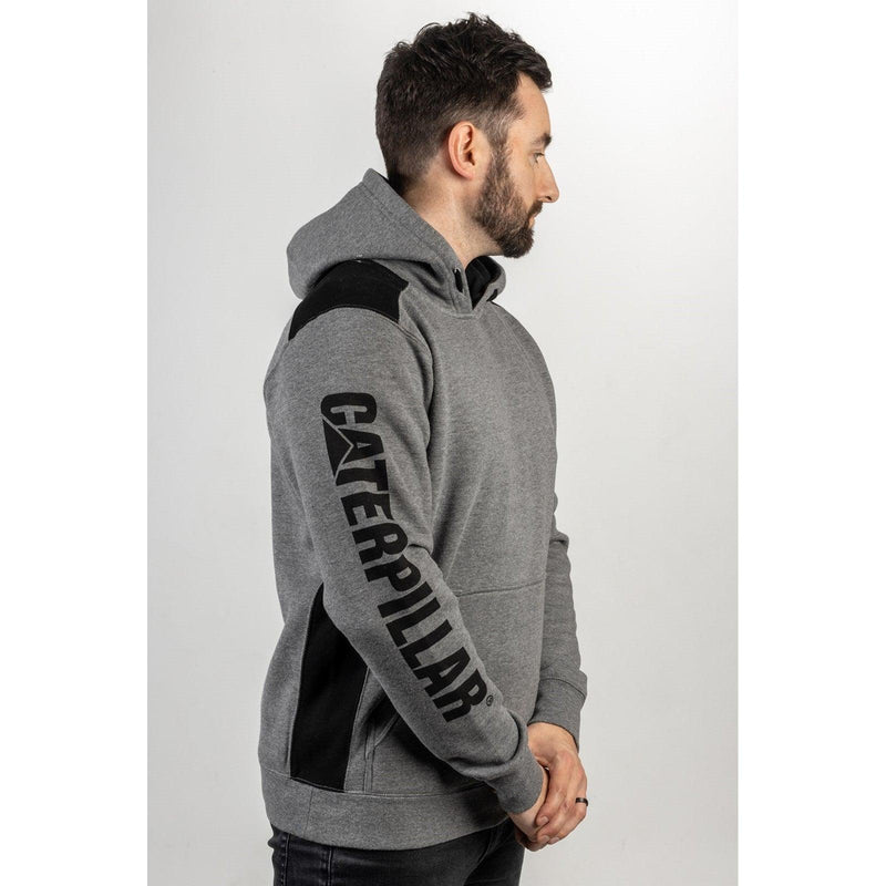 Moletom com Capuz Logo Panel Cinza Escuro Mescla