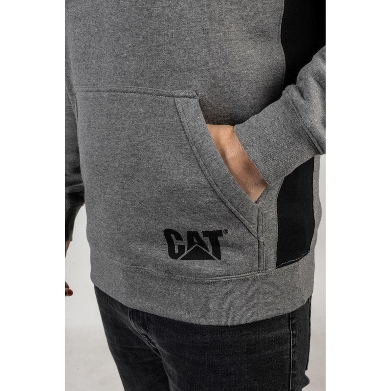Moletom com Capuz Logo Panel Cinza Escuro Mescla
