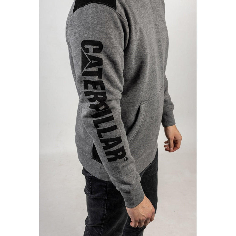 Moletom com Capuz Logo Panel Cinza Escuro Mescla