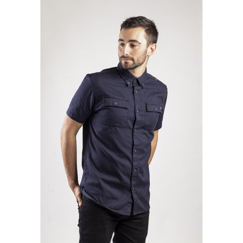 Camisa De Botões Azul Marinha