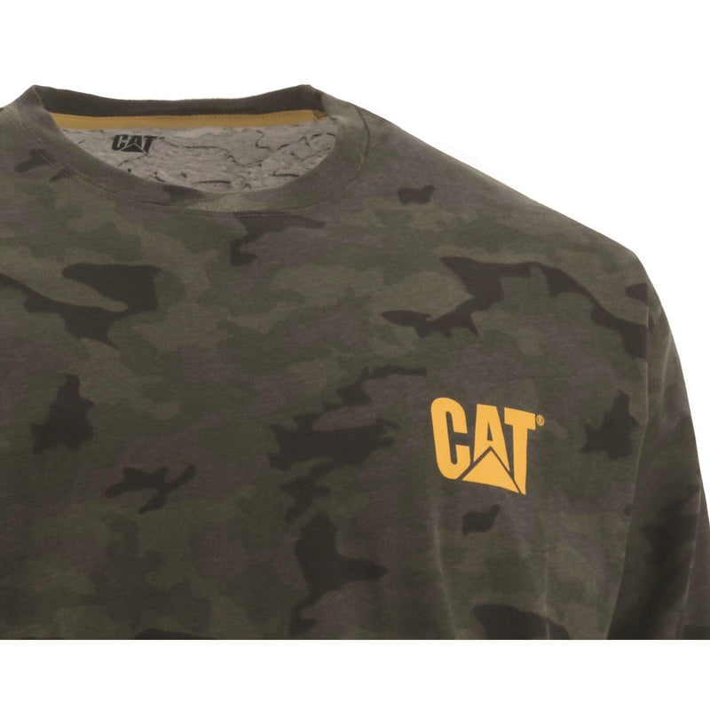 Camiseta de Manga Longa com Banner de Marca - Camuflagem Noturna