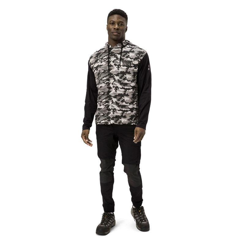 Camiseta de Manga Longa com Capuz Camuflada