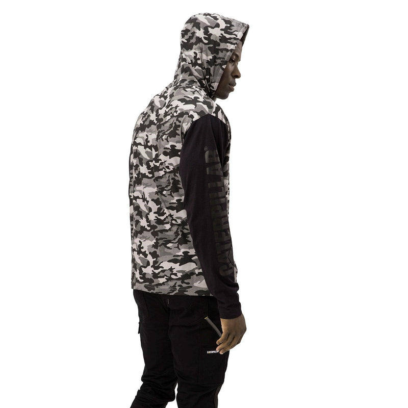 Camiseta de Manga Longa com Capuz Camuflada