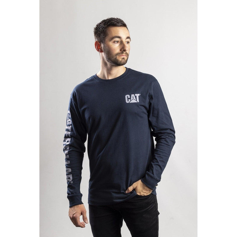 Camiseta de Manga Longa com Estampa de Marca  Marinho Escuro