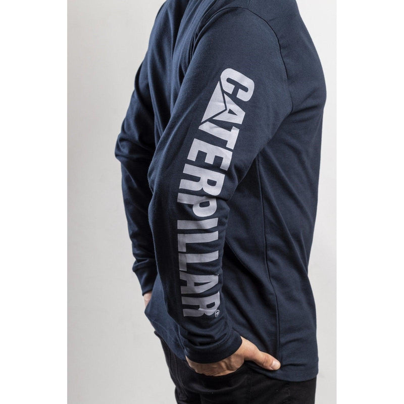 Camiseta de Manga Longa com Estampa de Marca  Marinho Escuro